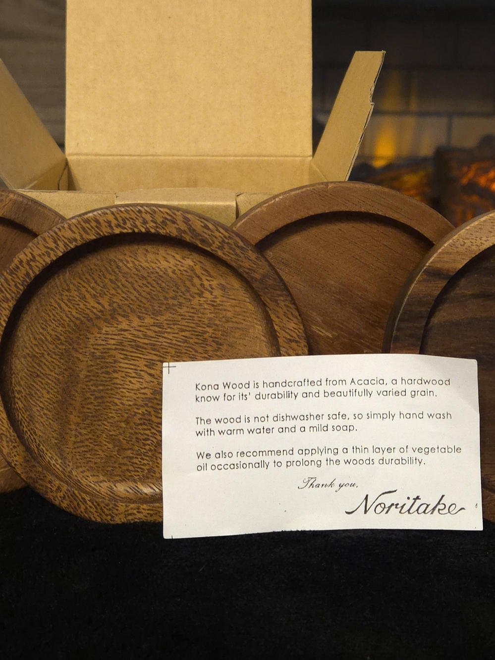 Noritake Brown Cardboard Coaster Set Box